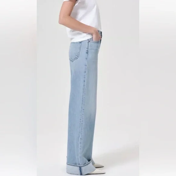Agolde Dame High Rise Wide Leg Jeans Sz 30x31 In Showdown